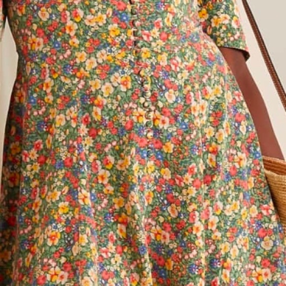 EUC DOEN CERESE MINI DRESS IN GREEN VALLEY FLORAL 100% silk sz L - Picture 6 of 6